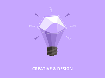 Low poly illustration - Creative ideas (Lamp) 2d creative design design flat idea illustration isometric design isometric illustration lamp low poly low poly art polygonal ui design violet web design white