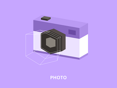 Low poly illustration - photo 2d design flat illustration isometric design isometric illustration low poly low poly art microphone photo polygonal ui design violet web design white