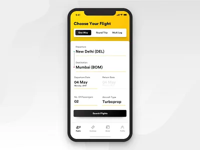 Flight booking app black charted flight app flight booking flight ticket tickets trip wlallet yellow