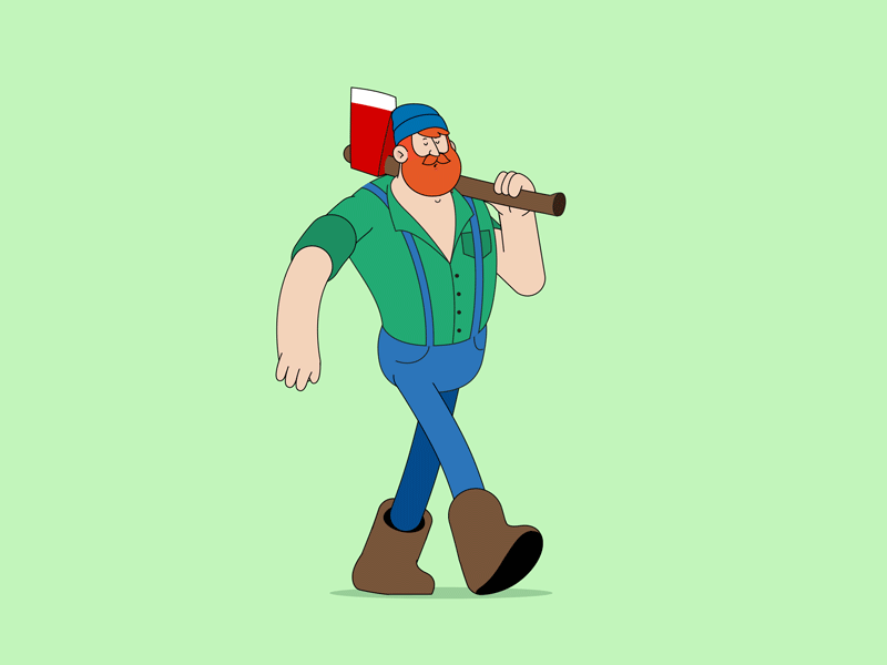 Walking lumberjack v2 adobe after effects ae after effects animation axe battleaxe beard illustration loop lumberjack rubberhose2 walk cycle walk cycle walkcycle