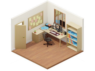 Room 3d b3d blender cycles isometric render room