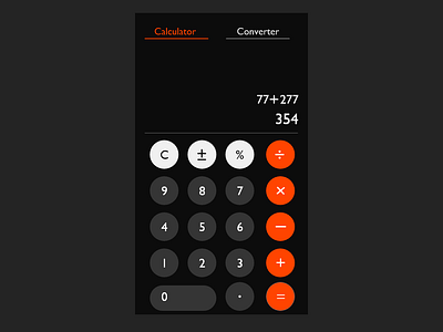 Calculator app calculator converter daily ui 004 dailyui dark ui design illustration mobile numbers type ui ux website xddailychallenge