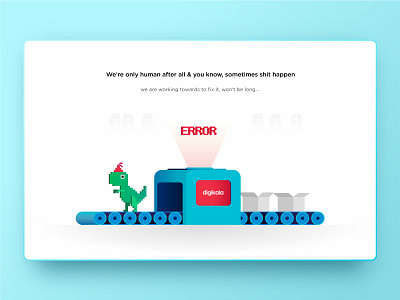 Digikala 500 Error app chrome conveyor dinosaur error error 500 icon identity illustration t rex ui ux vector