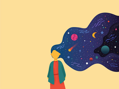 Space Girl galaxy girl illustration illustration planet space space illustration stars ui illustration web illustration