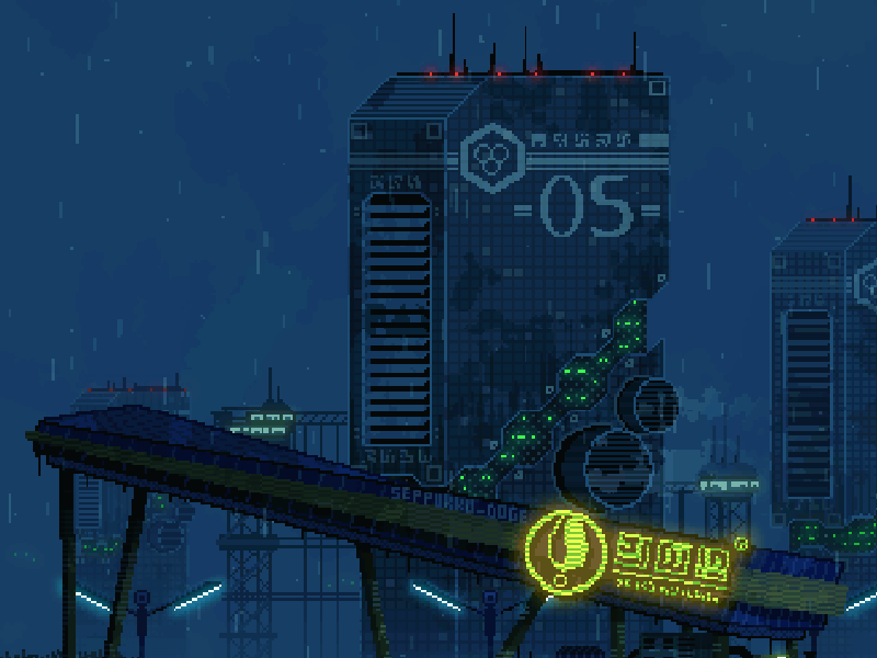 Courier #2 8 bit animated art building cyberpunk dystopia dystopian gif illustration loop night pixel pixel animation retro