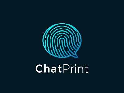 ChatPrint app apps application app branding blue chat company conversation futuristic group icon icon app line art logo modern logo monoline print record talk tech logo technology ui ux