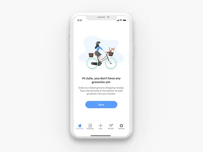 groceries app bike design empty state groceries illustration mobile shopping ui ux vector