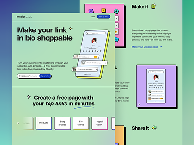 Linkpop by Shopify branding clean creator design linkpop minimal retro shopify ui web design