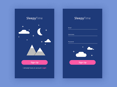 001 SignUp adobe xd dailyui dailyui 001 illustration practice signup sleep ui uiux design