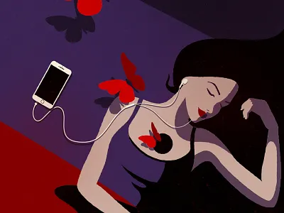 Butterflies butterflies girl home illustration night phone vector