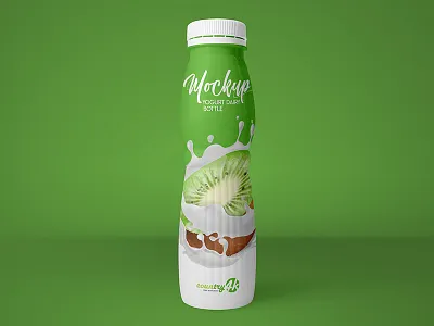 Free Yogurt Dairy Bottle PSD MockUp in 4k bottle dessert drink food free label milk mockup pet product psd yogurt