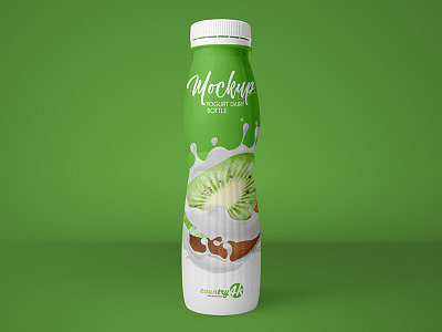 Free Yogurt Dairy Bottle PSD MockUp in 4k bottle dessert drink food free label milk mockup pet product psd yogurt