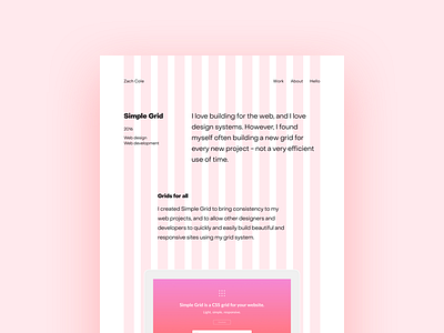 Simple Grid Case Study css grid layout pink portfolio product design web design web development website