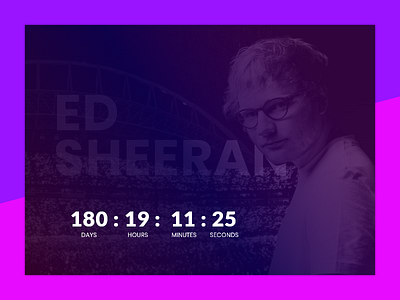 Daily UI #014 / Countdown Timer 014 blue challenge concert countdown daily ui design ed sheeran gradient illustration music pink purple timer typography ui