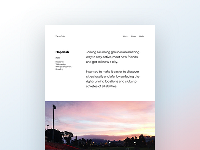 Portfolio - Hopdash Case Study case study css gradient grid layout portfolio product design running web design web development website