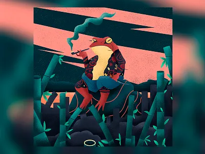 Yakuza boss boss character colors design flat frog illustration illustrator plants smoked toad ukiyoe vector yakuza