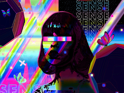 Sense Poster abstract abstract art artwork chromatic colorful cyberpunk daily everyday art everydays gradient iridescent klarens poster poster art retro t shirt t shirt design typography ui vaporwave