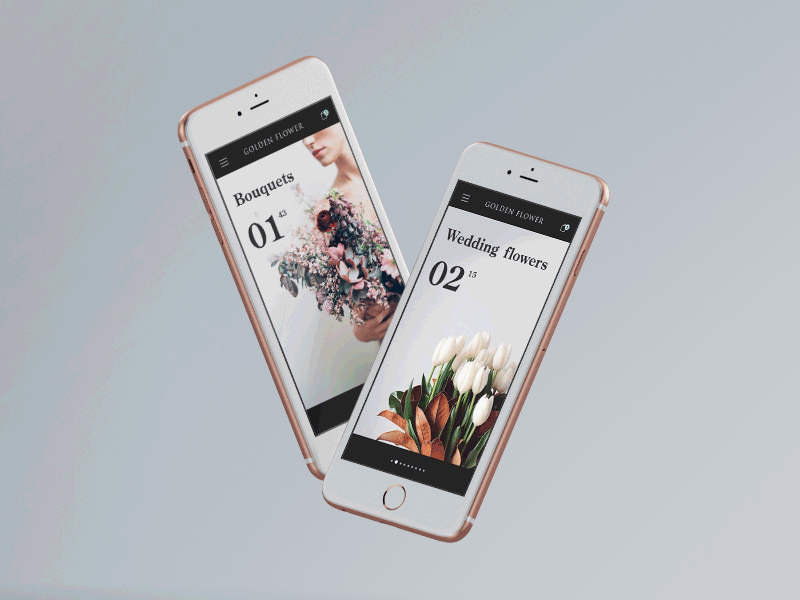 Flower shop Golden Flower black and white e commerce mobile