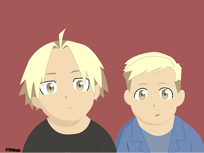 Edward and Alphonse Elric alphonse elric anime art draw drawing edward elric fullmetal fullmetal alchemist illustration kids