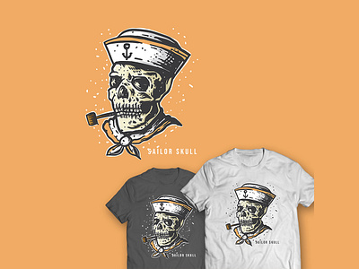 Sailor Skull badge branding design graphic design hat head icon iconic illustration logo ocean pipe sailor sea ship skull symbol uniform vector yacht