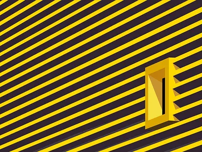 Window illustration minimal negative space shadow yellow