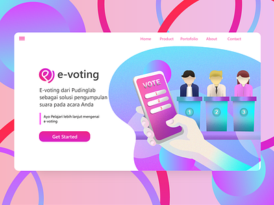 Landing Page E-Voting app branding design gradient illustration inspiration interface invent invention inventions landingpage logo promotion ui uiinspiration ux voting web website