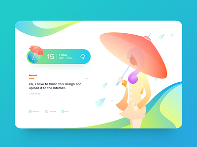 Weather Ui calendar girl illustration life rain remind schedule ui umbrella weather