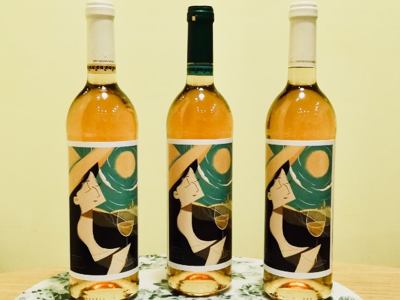 Illustration in reality wine sticker