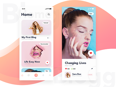 Blog App app blog clean design gradient home interface ios iphone minimal mobile modern profile ui ux