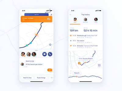 TeamTravel – travel view & statistics chat app design iphone x map ui statistics travel app ui ux