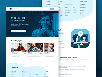 Educational platform landing education freelance landing page languages learning marketplace onboarding remote work teaching ui ux video chat