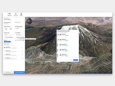 New Mission Screen dashboard data drone gis information interaction map swarm ui ux