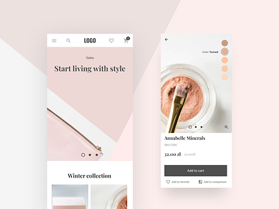 Cosmetic eCommerce app beauty branding cosmetics design divante ecommerce homepage mobile shop product page ui ux design