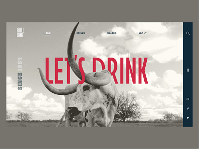 BULL BAR - UI home page design app azerbaijan baku bar branding bull creative design illustration inspiration landing page rebranding restaurant shop typography ui ui ux design ux web website