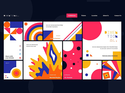 Dimentional Geometrical Art 2d adobe xd app black blue clean color design flat gradient illustration interface landing minimalist typogaphy ui ux web white