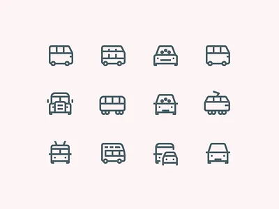 Simple Small icons: Urban Public Transport 1em bus car carpool city design digital art graphic design icon icon set icons icons8 outline stroke tram transport trolleybus ui urban puplic transport vector