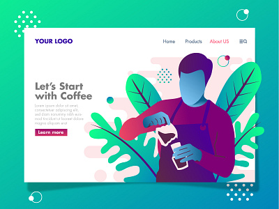 Barista bar barista coffee design drawing editorial flat design illustration landing page ui vector web