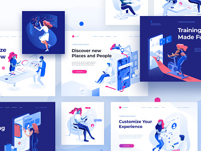 Isometric Set - People 3d characters collaboration concept creative data dmit illustration isometric landing page people vector