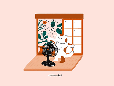 Summer cat cat fan home hot house japanese summer tatami wind