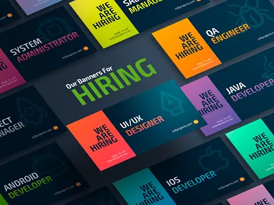 Banner series for the hiring ads ads banner branding design facebook figma gradient hiring identity illustration job linkedin mockup social media vector