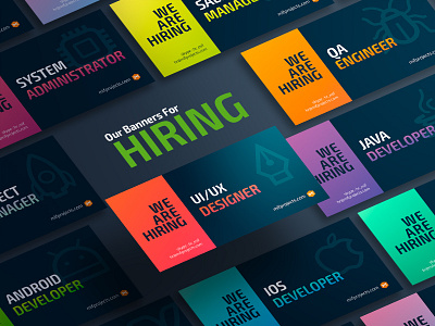 Banner series for the hiring ads ads banner branding design facebook figma gradient hiring identity illustration job linkedin mockup social media vector