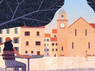 Lazy coffee farniente illustration italy summer sun