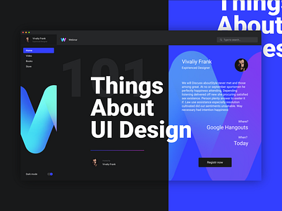 101 Designs Rebound animation app application black colors dark blue dark theme design desktop app desktop application desktop design exploration visual brand flat gradient minimal registration ui ux visual