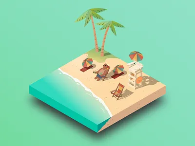 The Ice Cream Man beach disney island isometric isometric illustration summer