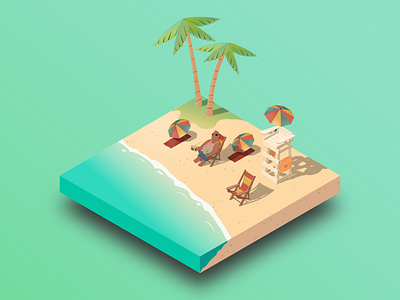 The Ice Cream Man beach disney island isometric isometric illustration summer