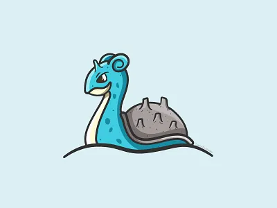 Lapras caseyillustrates flat ice illustration inktober lapras orlando pokemon swim swimming trasport vector water