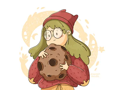 Moon mood 2d adobe illustrator cartoon character cozy cute girl hannahdoodle monster moon star vector