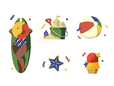Summer holiday 2 2d beach character color holiday illustration sandcastle summer woman