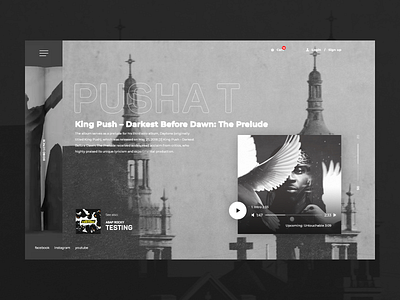 HoboLunch black black white black and white design grey inspiration king push landing page pusha t rap ui ux web web application web desgin webpage design website