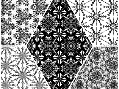 Happy Winter black and white design mandala pattern snowflake